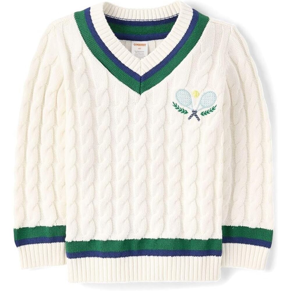 NWT Gymboree Boys and Toddler Long Sleeve V-Neck Pullover Sweater Tennis Polo 8